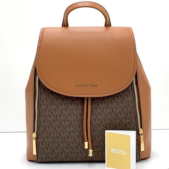 MICHAEL KORS PHOEBE MEDIUM DRAWSTRING BACKPACK BROWN SIGNATURE COLOR - Picture 2 of 16